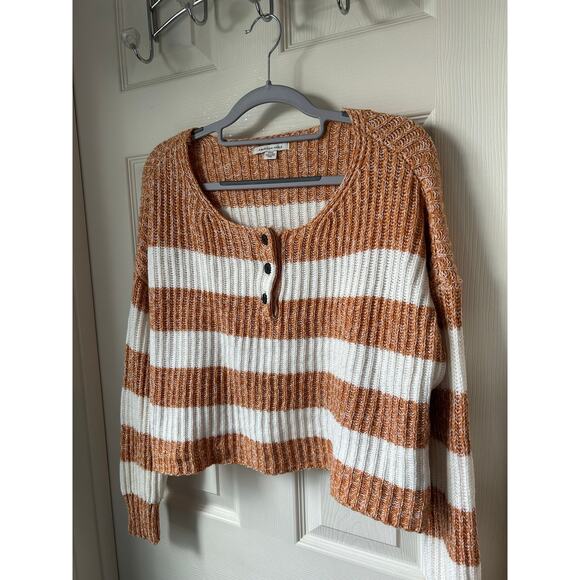 American Eagle Cropped Stripped Sweater - Medium - Picture 2 of 4